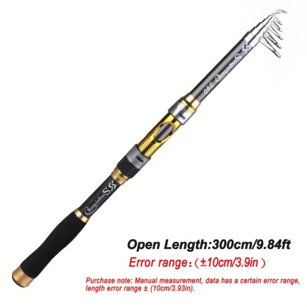 [Quality Construction] Sougayilang Ultralight Carbon Fiber Spinning Fishing Rod - Portable, Medium Action, 6.72-9.84ft Extendable Length, Black & Golden with Comfort Grip Handle - Ideal for All Anglers - Image 11