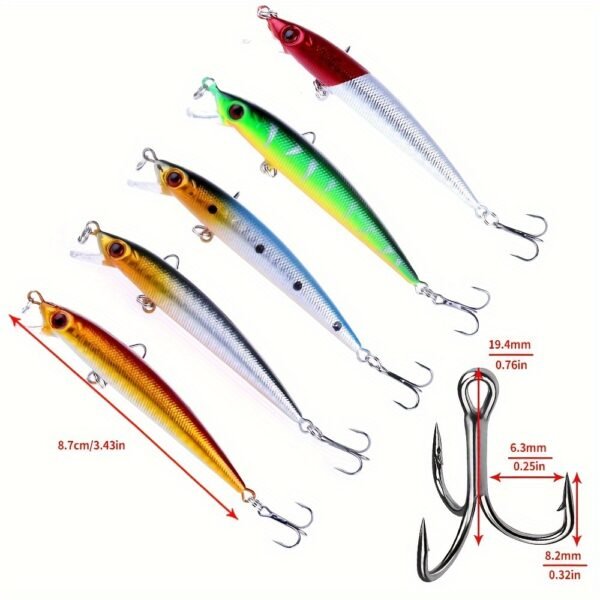 [56pcs Fishing Lures Kit] 56pcs Fishing Lures Kit | Crankbait Tackle Minnow Popper Pencil Swimbaits Hook Hard Baits Set for Pike Carp Bass Freshwater Saltwater | Christmas Gift for Man - Image 4
