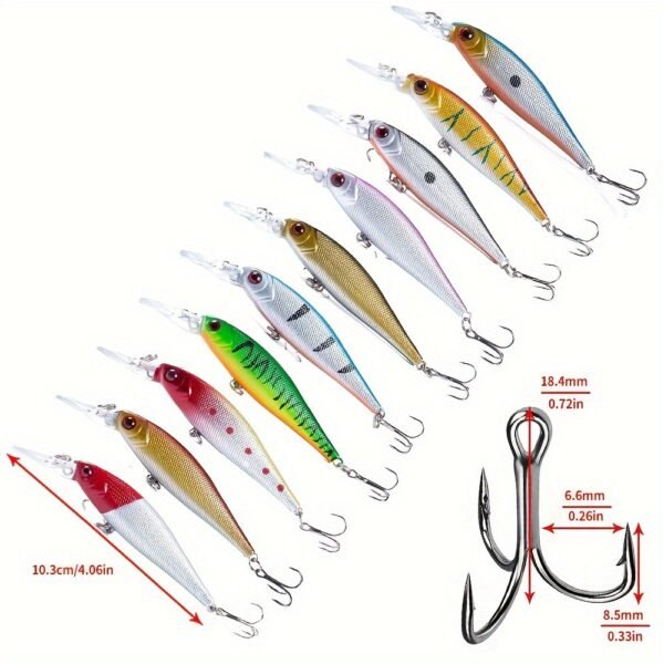 [56pcs Fishing Lures Kit] 56pcs Fishing Lures Kit | Crankbait Tackle Minnow Popper Pencil Swimbaits Hook Hard Baits Set for Pike Carp Bass Freshwater Saltwater | Christmas Gift for Man - Image 8