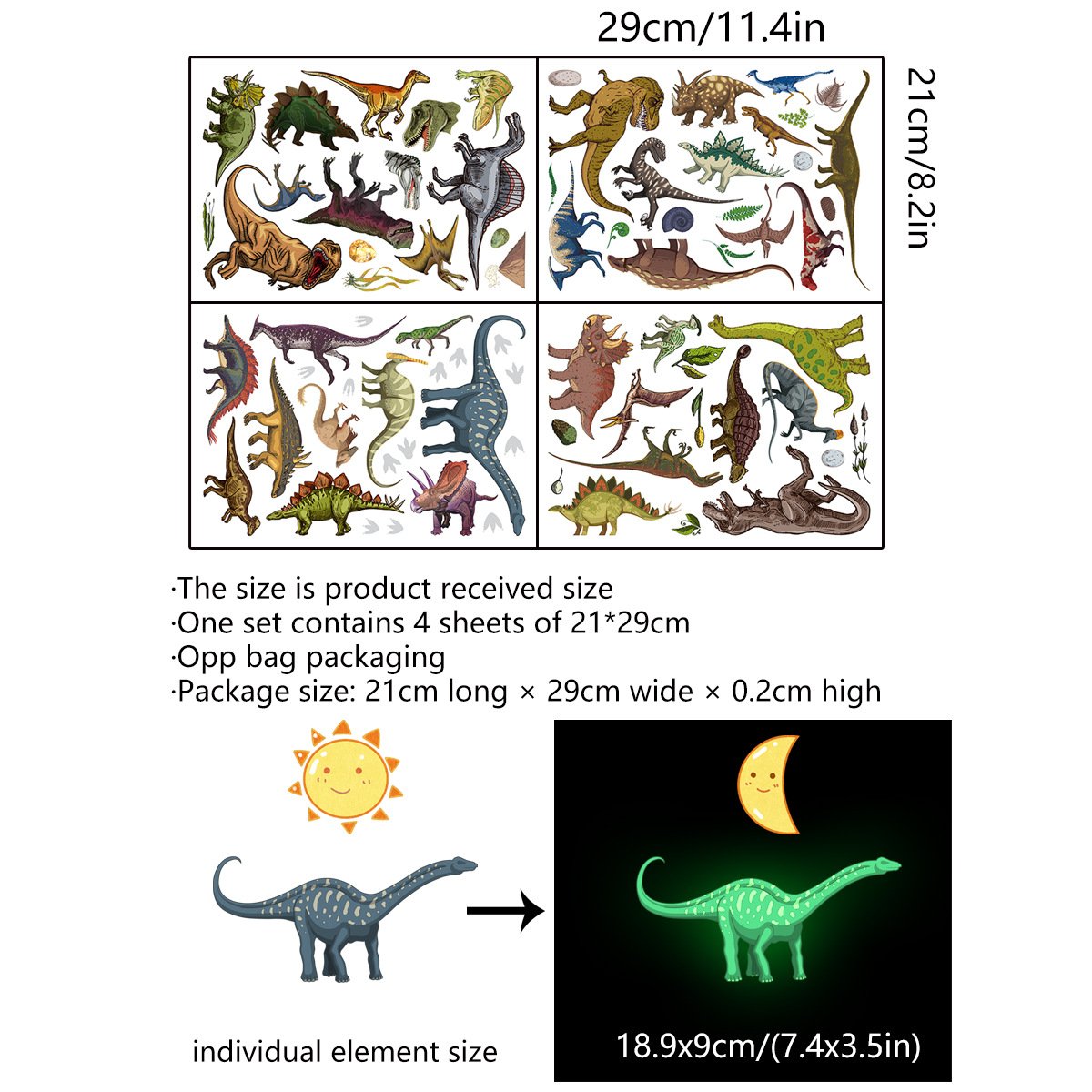 1 Set, Glow In The Dark, Dinosaur Wall Stickers, Removable Waterproof Stickers, Wall Decor For Living Room Bedroom, Home Decor - Image 8