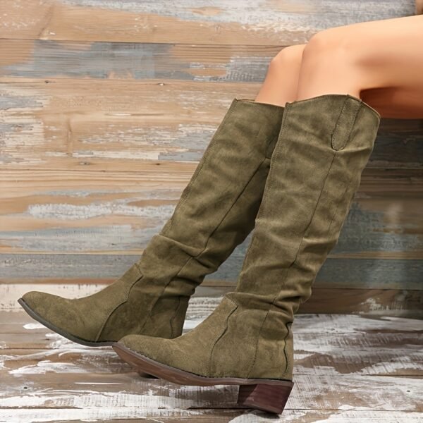 [Vintage Western Cowboy Boots] Ylxhoa Women's Vintage Western Cowboy Boots - Knee-High Pull-On Boots with Chunky Heels, Slip-Resistant PU Outsole, Pointed Toe, Durable Construction - Western Booties for Country Western Events & Everyday Outfits, Cowboy Ac - Image 22
