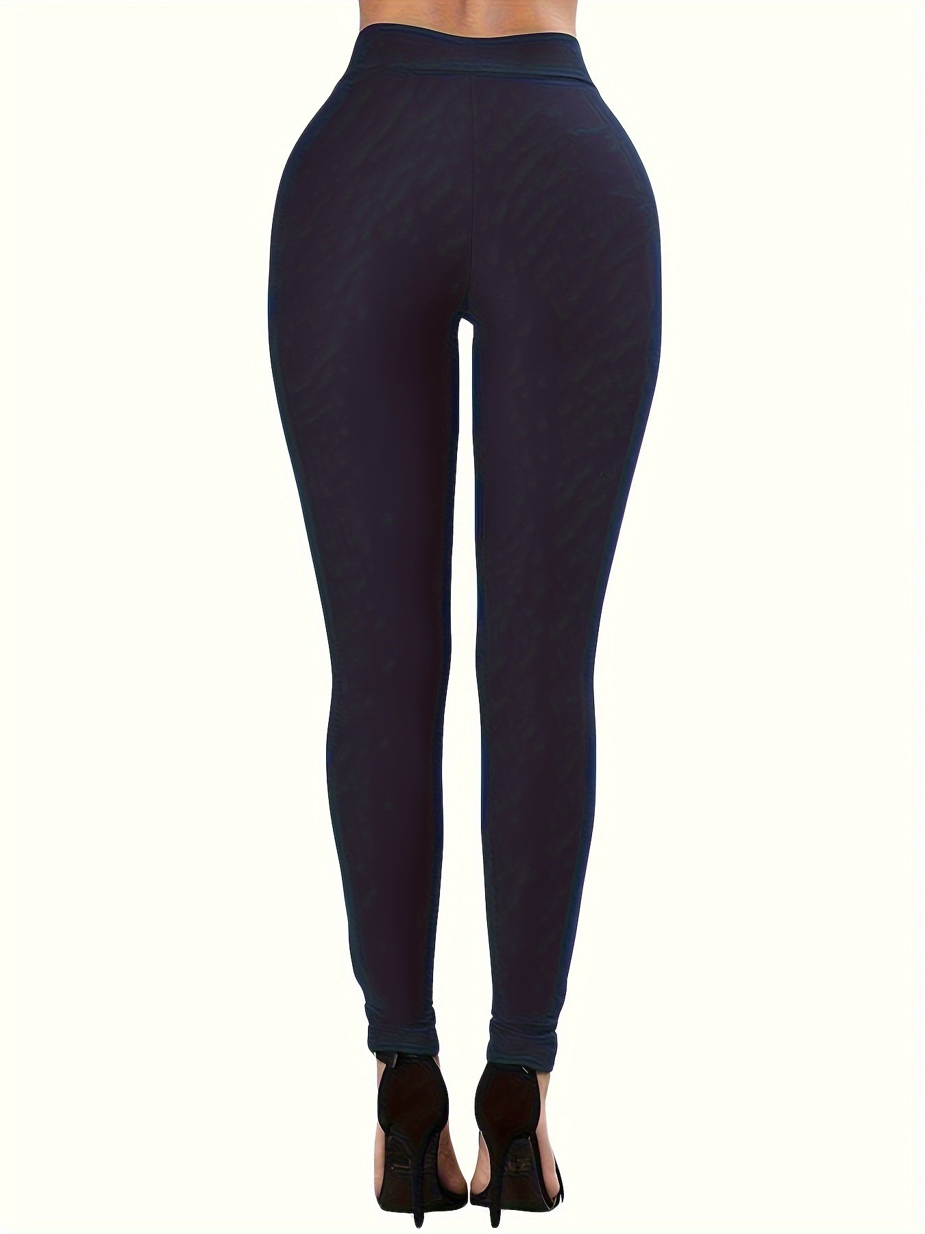 Sexy Cross-Strap High-Waist Leggings with Eyelet Detail, Stretch Polyester Blend, Solid Color Cropped Pants for Women - Perfect for Fall/Spring - Image 7
