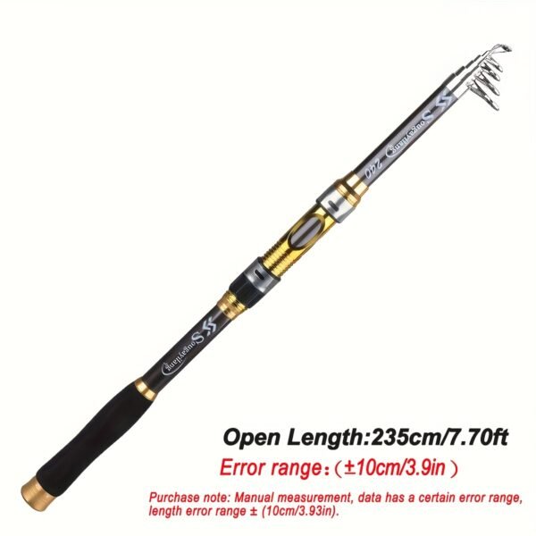 [Quality Construction] Sougayilang Ultralight Carbon Fiber Spinning Fishing Rod - Portable, Medium Action, 6.72-9.84ft Extendable Length, Black & Golden with Comfort Grip Handle - Ideal for All Anglers - Image 5