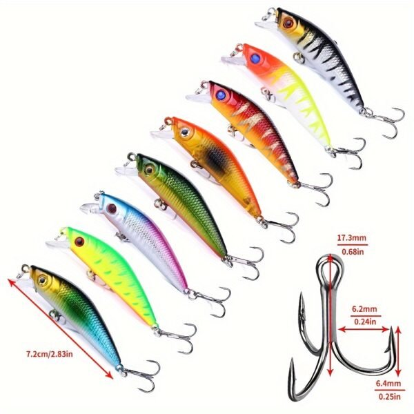 [56pcs Fishing Lures Kit] 56pcs Fishing Lures Kit | Crankbait Tackle Minnow Popper Pencil Swimbaits Hook Hard Baits Set for Pike Carp Bass Freshwater Saltwater | Christmas Gift for Man - Image 11