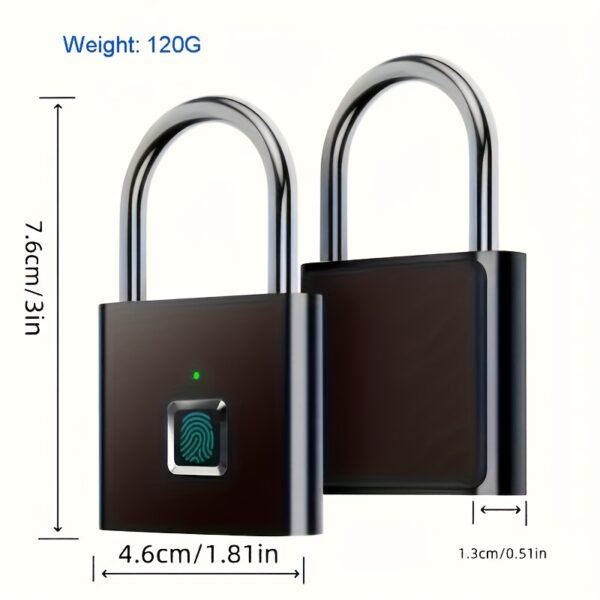 Compact Smart Fingerprint Padlock - Waterproof, Keyless Security, USB Rechargeable, Lightweight Aluminum - Ideal for Luggage, Suitcases & Backpacks - Image 4