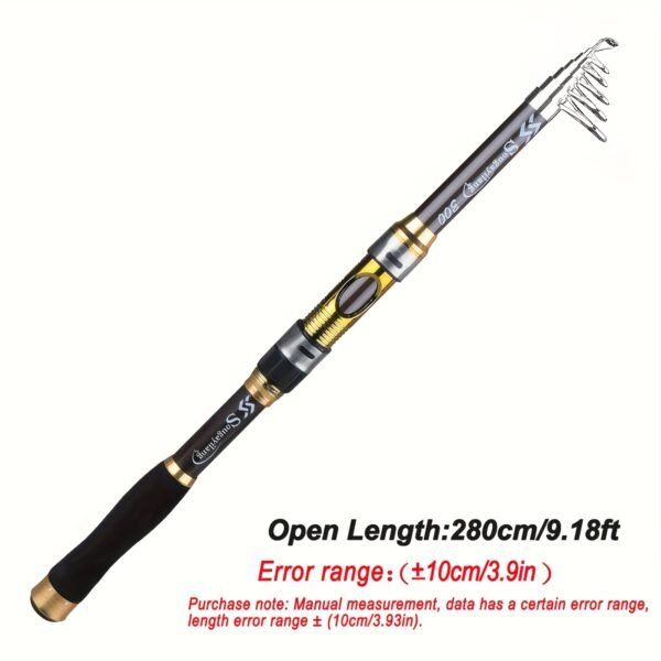 [Quality Construction] Sougayilang Ultralight Carbon Fiber Spinning Fishing Rod - Portable, Medium Action, 6.72-9.84ft Extendable Length, Black & Golden with Comfort Grip Handle - Ideal for All Anglers - Image 9