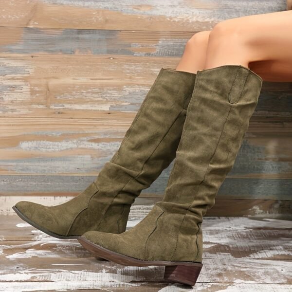 [Vintage Western Cowboy Boots] Ylxhoa Women's Vintage Western Cowboy Boots - Knee-High Pull-On Boots with Chunky Heels, Slip-Resistant PU Outsole, Pointed Toe, Durable Construction - Western Booties for Country Western Events & Everyday Outfits, Cowboy Ac - Image 4
