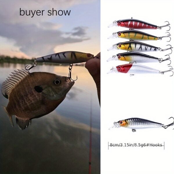 [56pcs Fishing Lures Kit] 56pcs Fishing Lures Kit | Crankbait Tackle Minnow Popper Pencil Swimbaits Hook Hard Baits Set for Pike Carp Bass Freshwater Saltwater | Christmas Gift for Man - Image 12