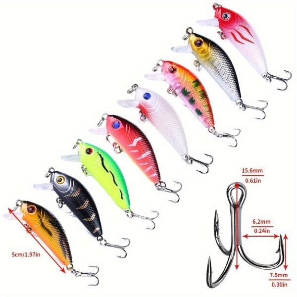 [56pcs Fishing Lures Kit] 56pcs Fishing Lures Kit | Crankbait Tackle Minnow Popper Pencil Swimbaits Hook Hard Baits Set for Pike Carp Bass Freshwater Saltwater | Christmas Gift for Man - Image 10