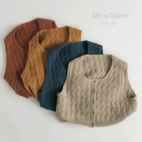 Sweater 2025 Autumn Winter New Children's Clothing Korean Style Boys and Girls Fashion Mohair Twist Knitted Waistcoat Casual