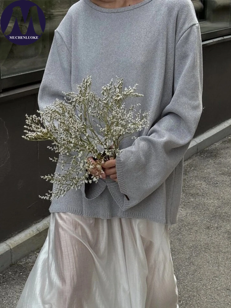 Sweater for Woman Autumn Winter New Lazy Style O Neck Knitted Sweater Fashionable Casual Loose Backless Sweaters Pullovers - Image 4
