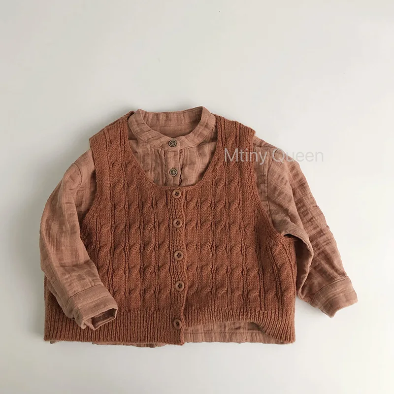 Sweater 2025 Autumn Winter New Children's Clothing Korean Style Boys and Girls Fashion Mohair Twist Knitted Waistcoat Casual - Image 2