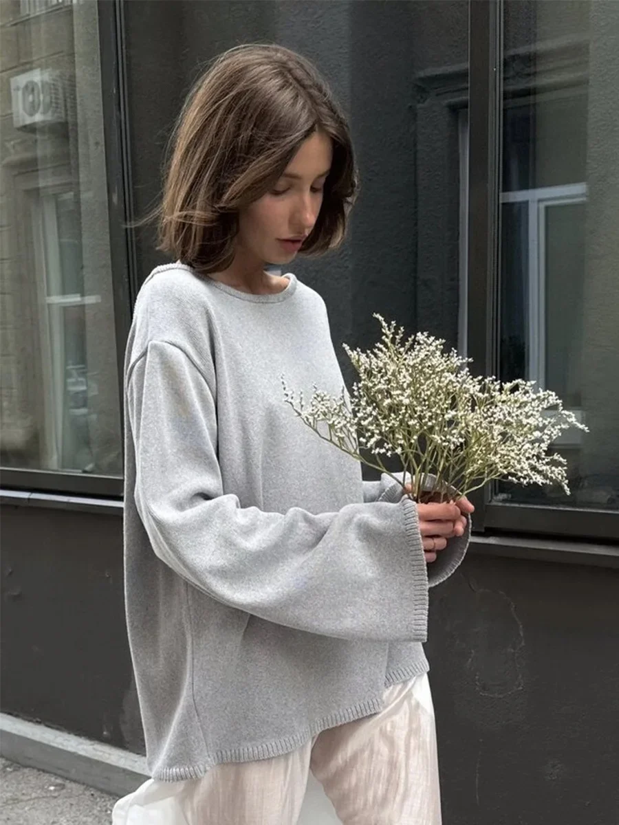 Sweater for Woman Autumn Winter New Lazy Style O Neck Knitted Sweater Fashionable Casual Loose Backless Sweaters Pullovers - Image 7