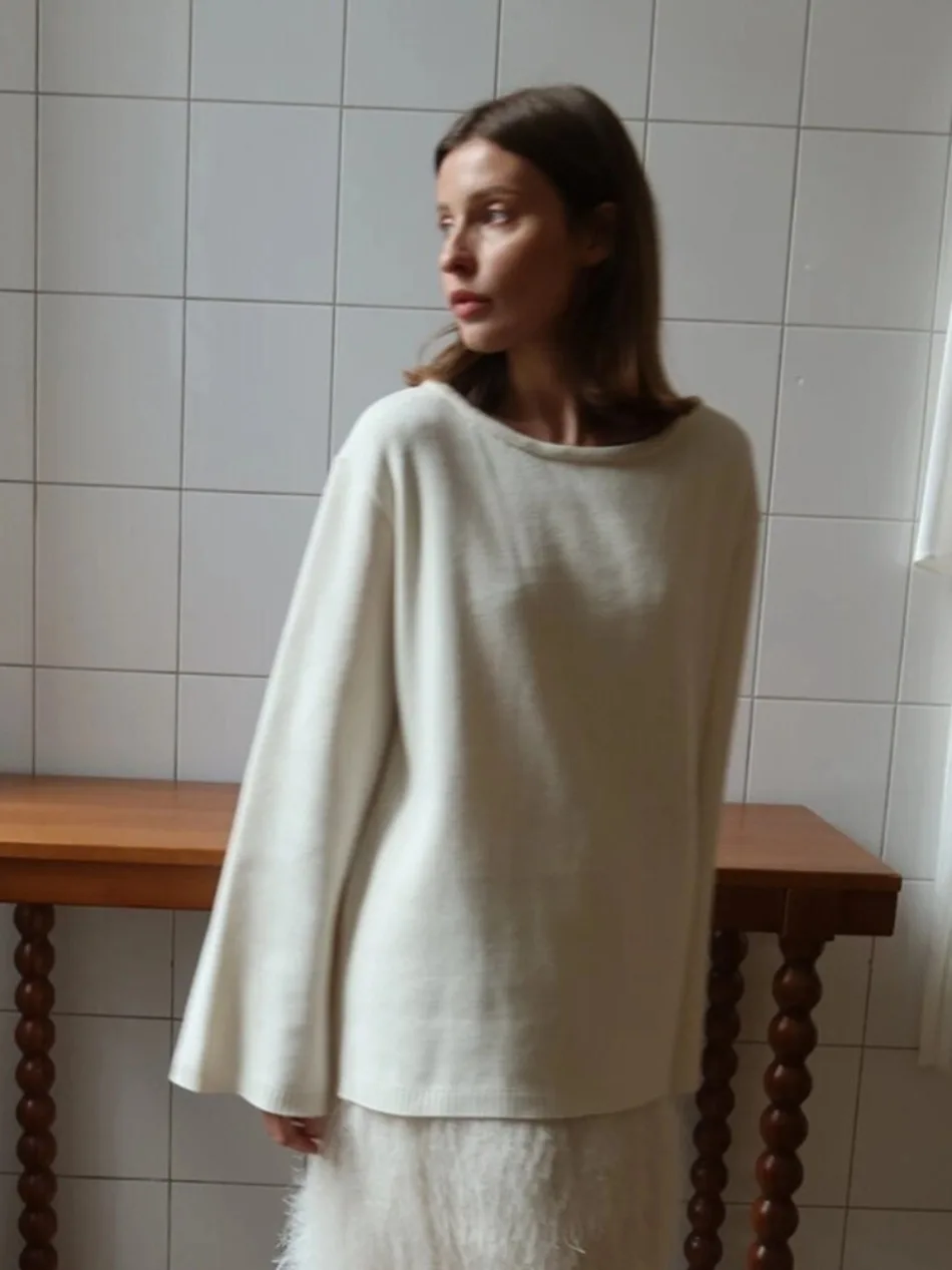 Sweater for Woman Autumn Winter New Lazy Style O Neck Knitted Sweater Fashionable Casual Loose Backless Sweaters Pullovers - Image 11