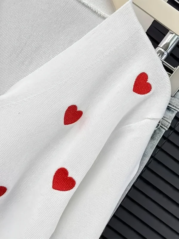 Sweater Women Knitted Coats Fashion V-neck Slim Versatile Heart Button Cardigan Autumn Office Lady Chic Long Sleeve Outerwear - Image 3
