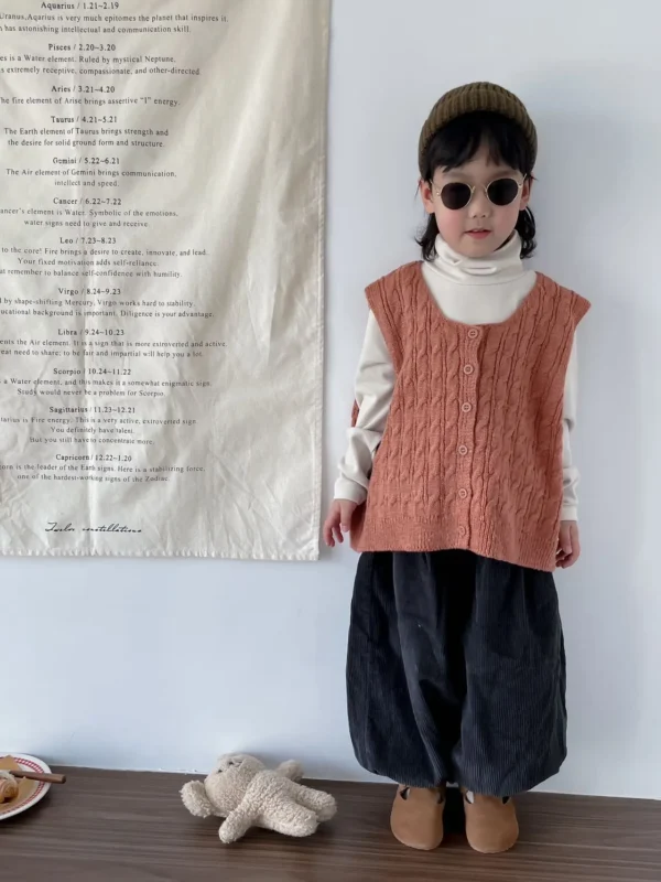 Sweater 2025 Autumn Winter New Children's Clothing Korean Style Boys and Girls Fashion Mohair Twist Knitted Waistcoat Casual - Image 12