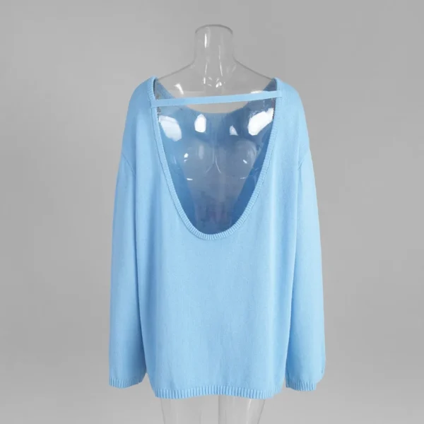Sweater for Woman Autumn Winter New Lazy Style O Neck Knitted Sweater Fashionable Casual Loose Backless Sweaters Pullovers - Image 24