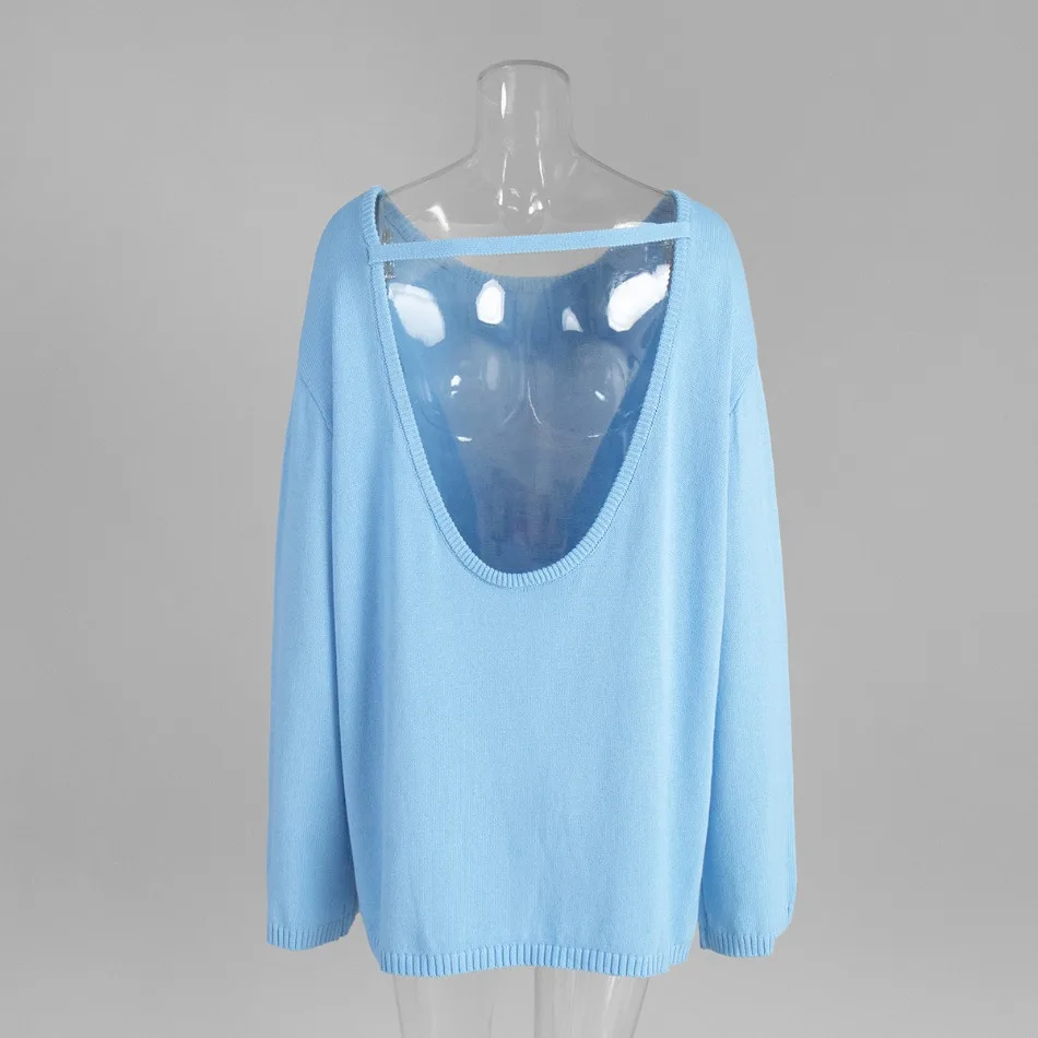 Sweater for Woman Autumn Winter New Lazy Style O Neck Knitted Sweater Fashionable Casual Loose Backless Sweaters Pullovers - Image 24