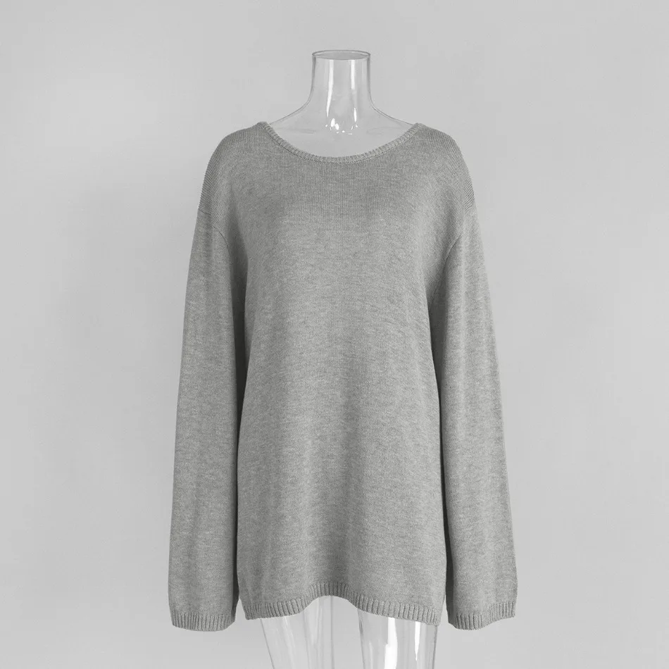 Sweater for Woman Autumn Winter New Lazy Style O Neck Knitted Sweater Fashionable Casual Loose Backless Sweaters Pullovers - Image 25