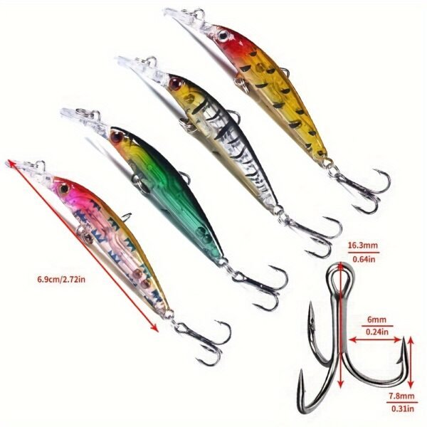 [56pcs Fishing Lures Kit] 56pcs Fishing Lures Kit | Crankbait Tackle Minnow Popper Pencil Swimbaits Hook Hard Baits Set for Pike Carp Bass Freshwater Saltwater | Christmas Gift for Man - Image 6