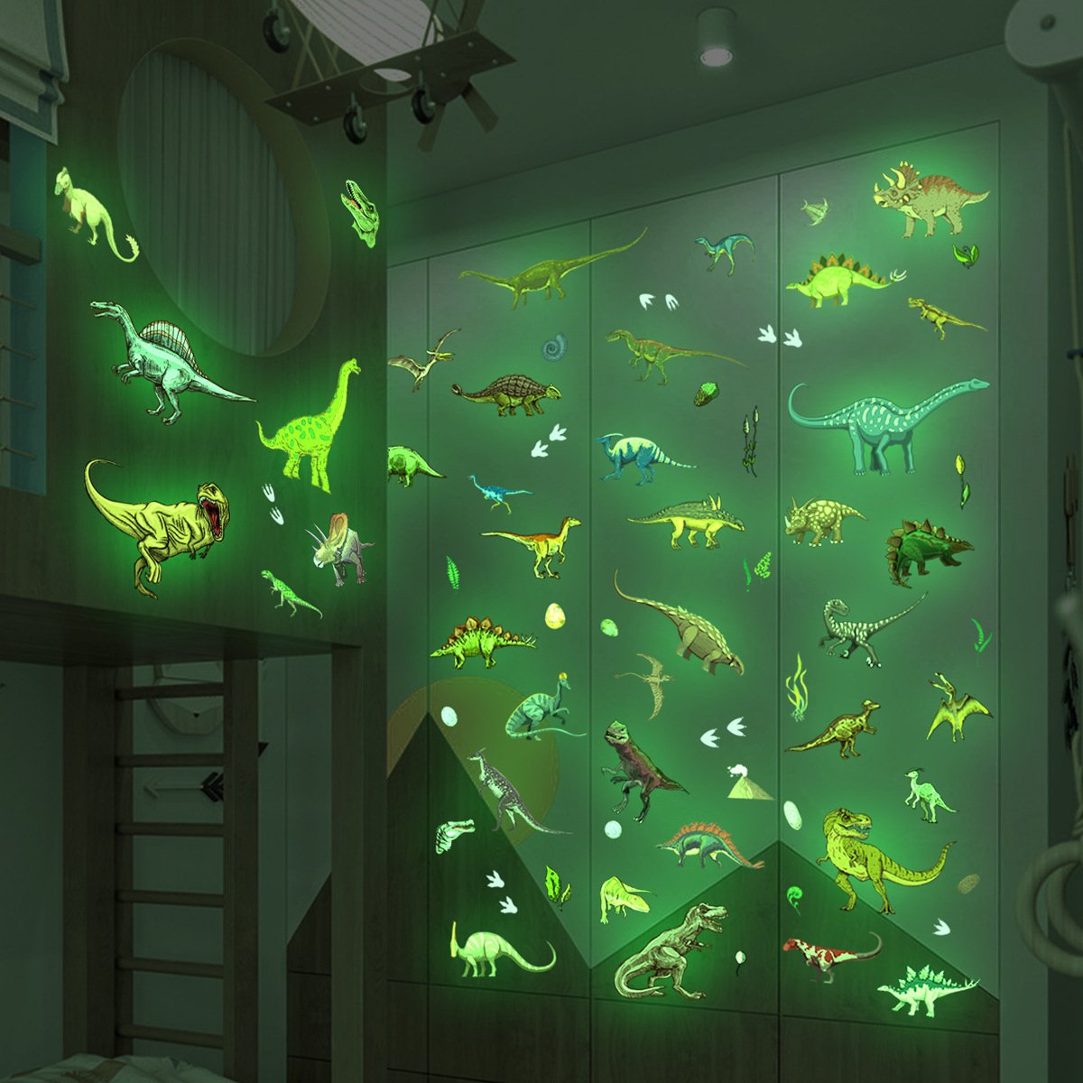 1 Set, Glow In The Dark, Dinosaur Wall Stickers, Removable Waterproof Stickers, Wall Decor For Living Room Bedroom, Home Decor - Image 3