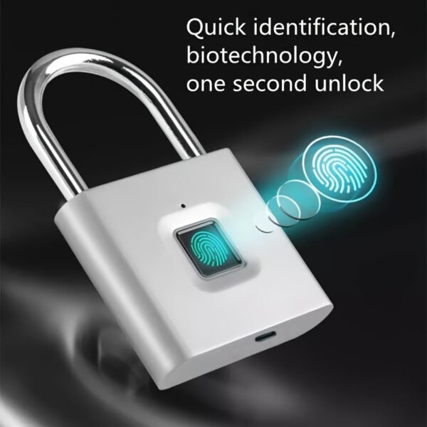 Compact Smart Fingerprint Padlock - Waterproof, Keyless Security, USB Rechargeable, Lightweight Aluminum - Ideal for Luggage, Suitcases & Backpacks - Image 6