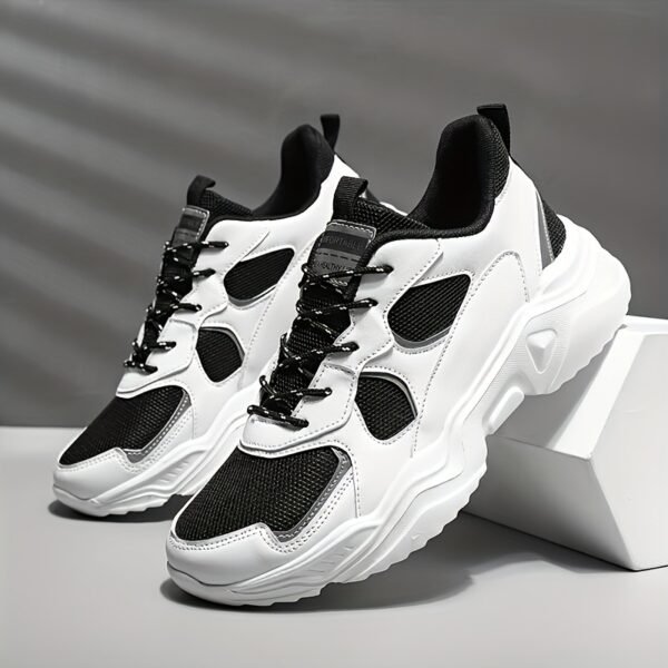 [Breathable Sneakers] Chunky Breathable Mesh Sneakers | Men's White & Teal Casual Sneakers with EVA Sole, Lace-Up Design for All Seasons - Image 14