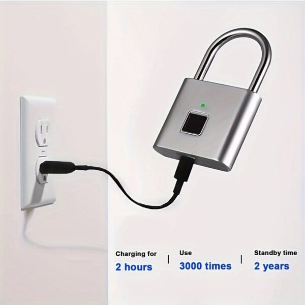 Compact Smart Fingerprint Padlock - Waterproof, Keyless Security, USB Rechargeable, Lightweight Aluminum - Ideal for Luggage, Suitcases & Backpacks - Image 10