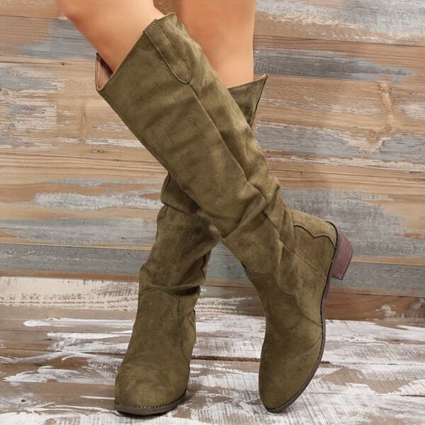 [Vintage Western Cowboy Boots] Ylxhoa Women's Vintage Western Cowboy Boots - Knee-High Pull-On Boots with Chunky Heels, Slip-Resistant PU Outsole, Pointed Toe, Durable Construction - Western Booties for Country Western Events & Everyday Outfits, Cowboy Ac - Image 5