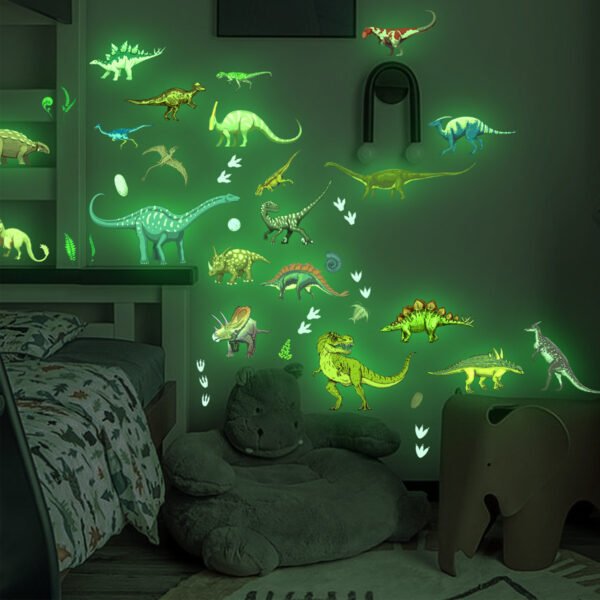 1 Set, Glow In The Dark, Dinosaur Wall Stickers, Removable Waterproof Stickers, Wall Decor For Living Room Bedroom, Home Decor - Image 7