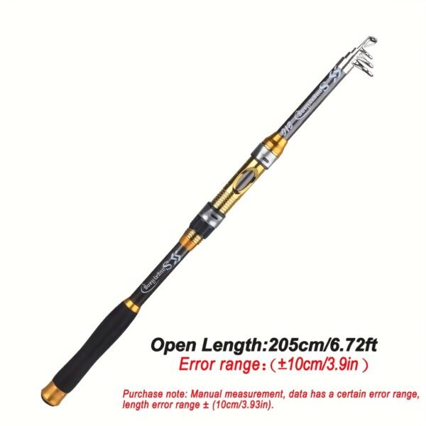 [Quality Construction] Sougayilang Ultralight Carbon Fiber Spinning Fishing Rod - Portable, Medium Action, 6.72-9.84ft Extendable Length, Black & Golden with Comfort Grip Handle - Ideal for All Anglers - Image 3