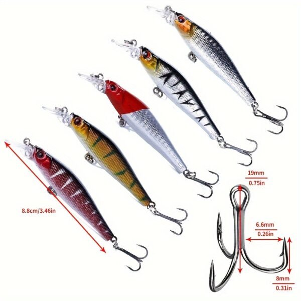 [56pcs Fishing Lures Kit] 56pcs Fishing Lures Kit | Crankbait Tackle Minnow Popper Pencil Swimbaits Hook Hard Baits Set for Pike Carp Bass Freshwater Saltwater | Christmas Gift for Man - Image 7