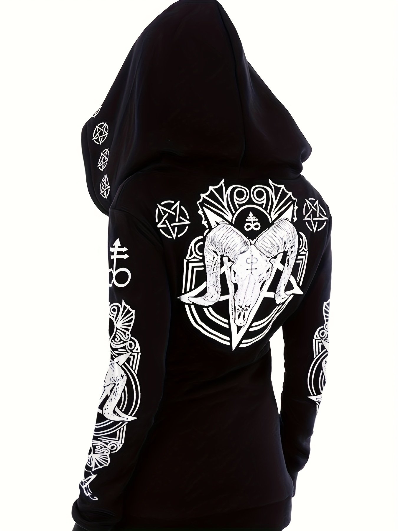 Women's Fashion Punk Style Geometric Print Zipper Sweatshirt - Image 2