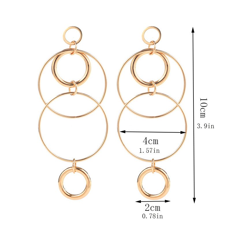Big Hoop Earrings Personality Temperament Long Geometric Round Earrings For Women & Girls - Image 9