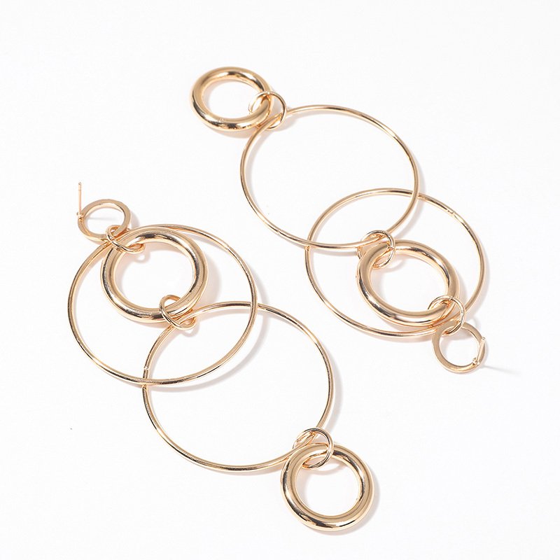Big Hoop Earrings Personality Temperament Long Geometric Round Earrings For Women & Girls - Image 6