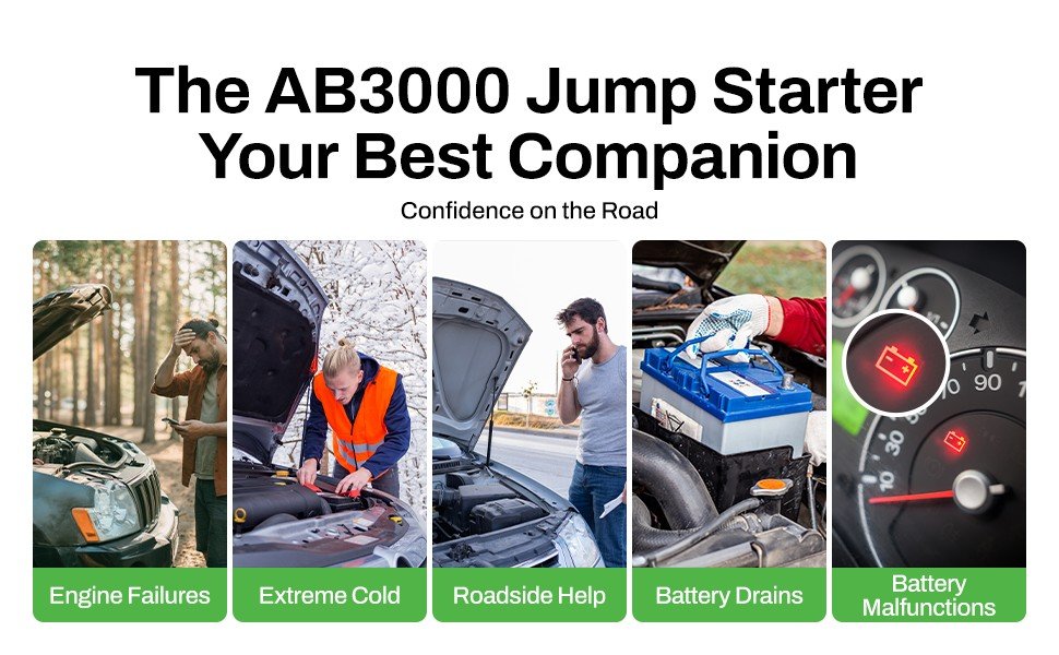 AMPBANK AB3000 12V Car Jump Starter Battery Charger Power Bank Portable 3000A Auto Booster Pack - Image 12