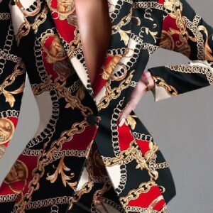 Women's Set Fashion Makeup Fitted Crop Pants 2pcs Blazer Set - Stylish & Chic - Polyester & Spandex Blend - Perfect for Parties & Night Out - Ideal Gift for Fashionable Women