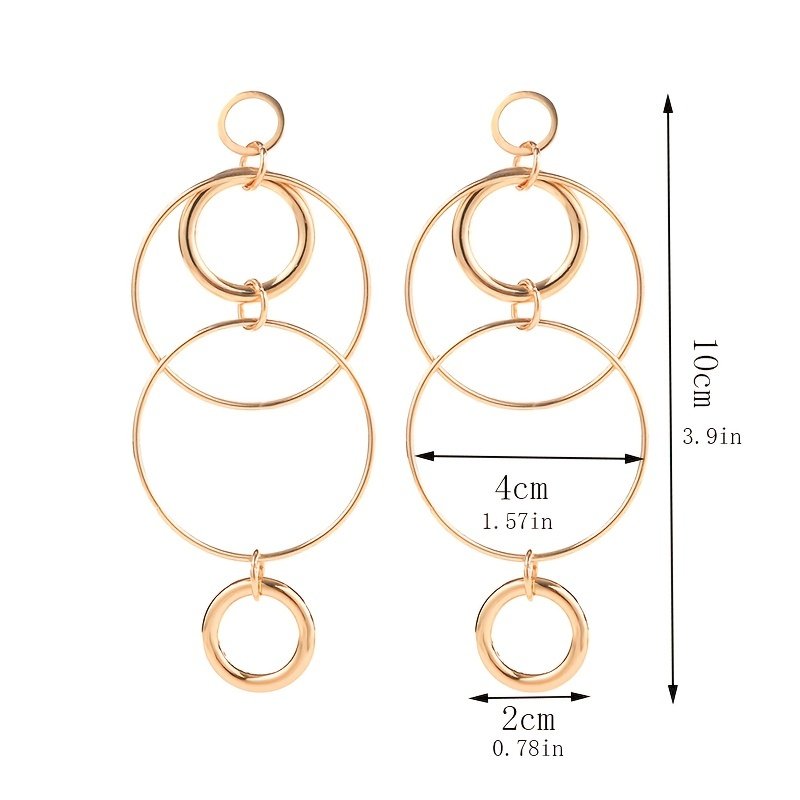 Big Hoop Earrings Personality Temperament Long Geometric Round Earrings For Women & Girls - Image 5