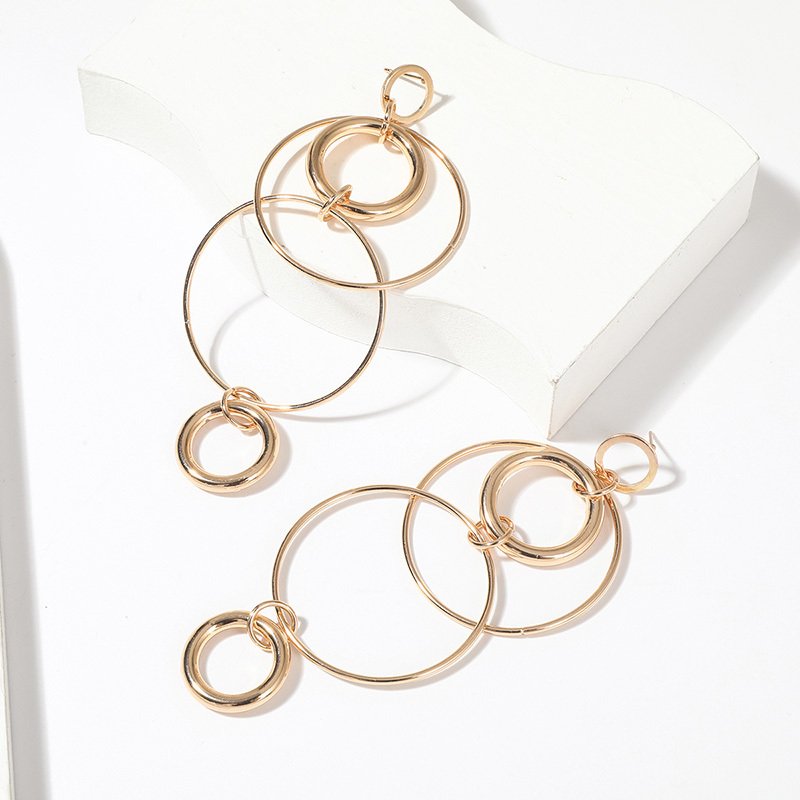Big Hoop Earrings Personality Temperament Long Geometric Round Earrings For Women & Girls - Image 11