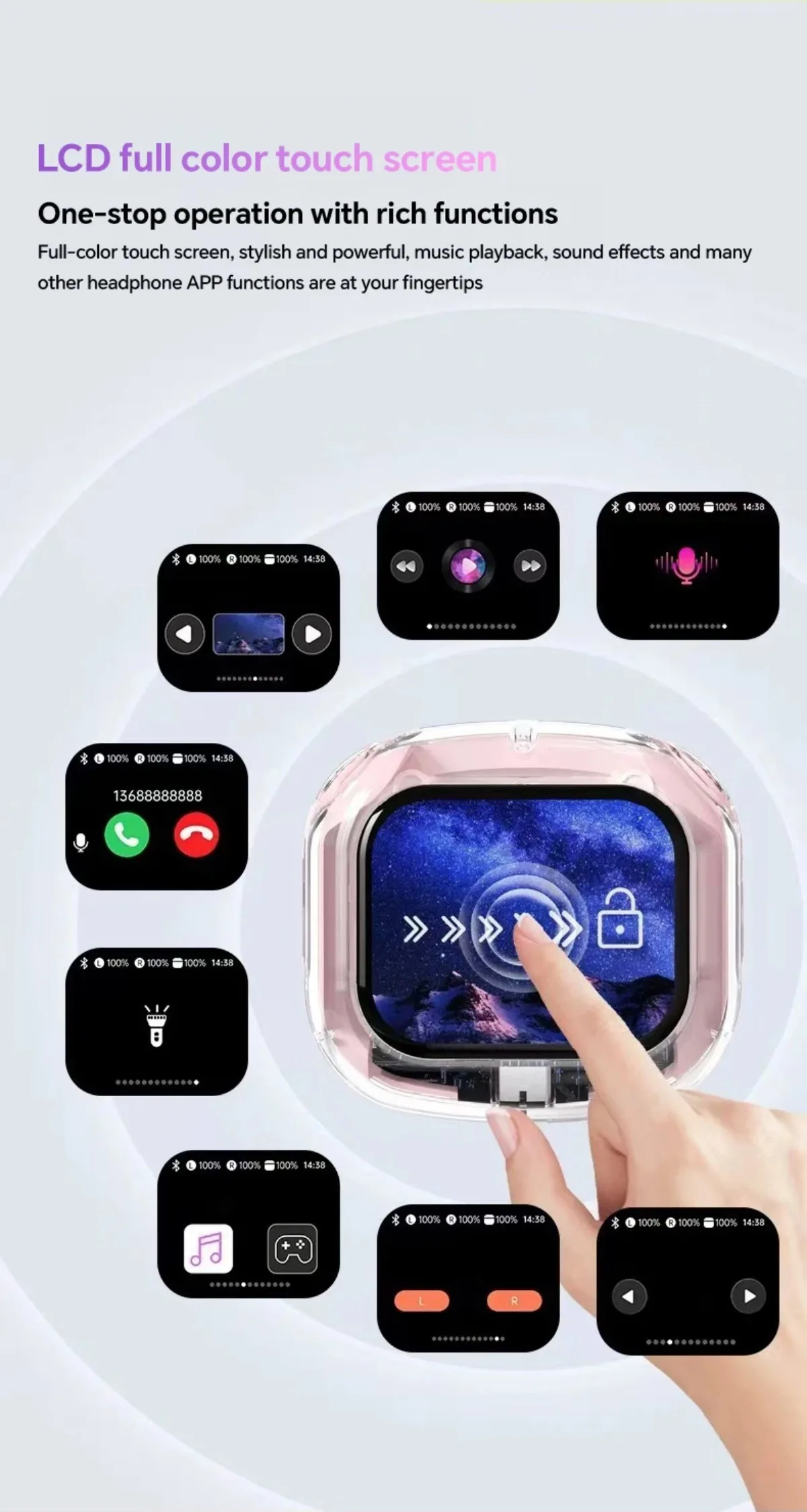 Translation Headphones with Multifunction Touch Screen Smart Wireless Bluetooth Earphone HiFi Audio Quality Business Earbud - Image 16