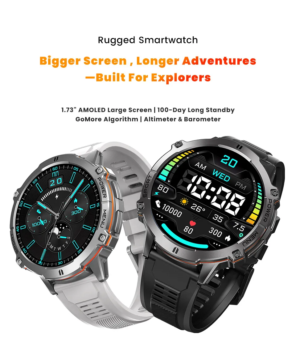 T-Rex 3 Military Grade 1000mAh Battery Smart Watch 10ATM Waterproof GPS Compass Altimeter Call AMOLED Men Swim Sports Smartwatch - Image 19