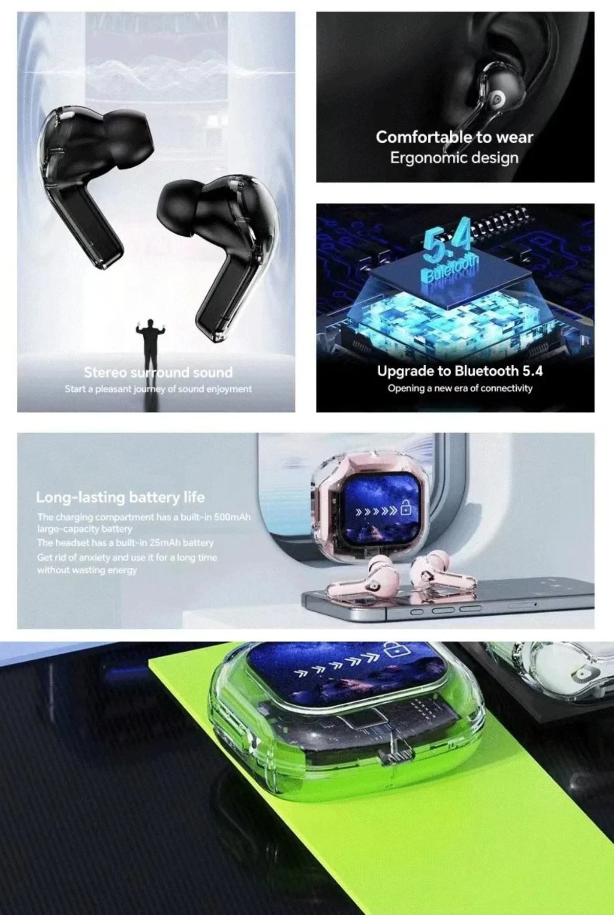 Translation Headphones with Multifunction Touch Screen Smart Wireless Bluetooth Earphone HiFi Audio Quality Business Earbud - Image 14