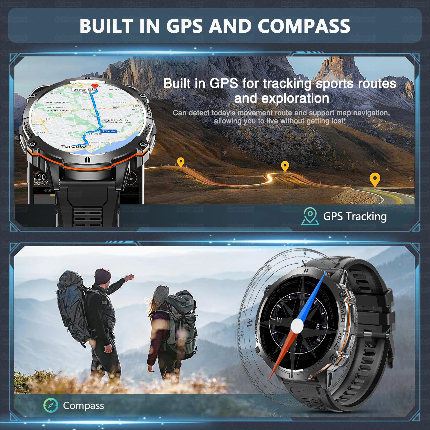 T-Rex 3 Military Grade 1000mAh Battery Smart Watch 10ATM Waterproof GPS Compass Altimeter Call AMOLED Men Swim Sports Smartwatch - Image 3