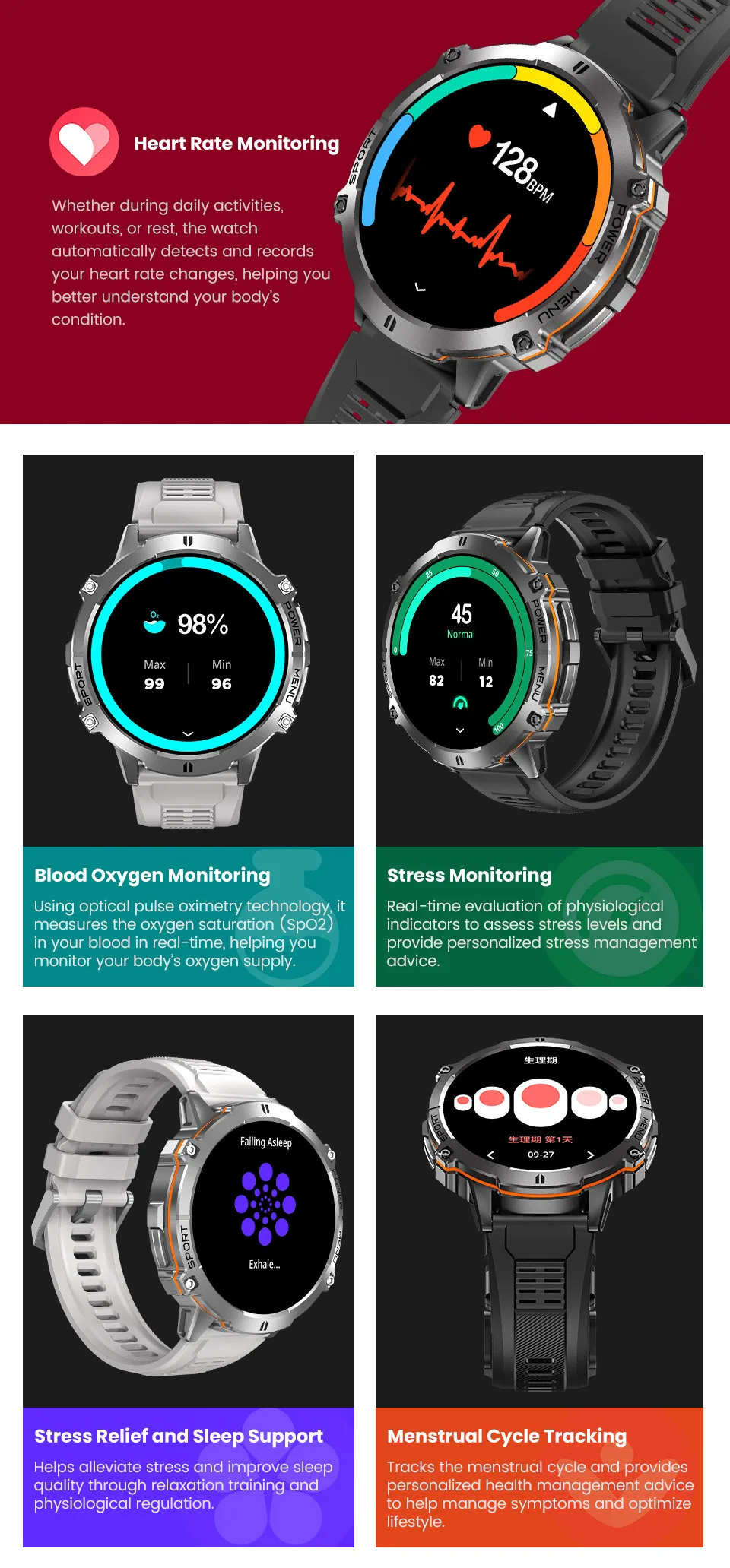 T-Rex 3 Military Grade 1000mAh Battery Smart Watch 10ATM Waterproof GPS Compass Altimeter Call AMOLED Men Swim Sports Smartwatch - Image 31