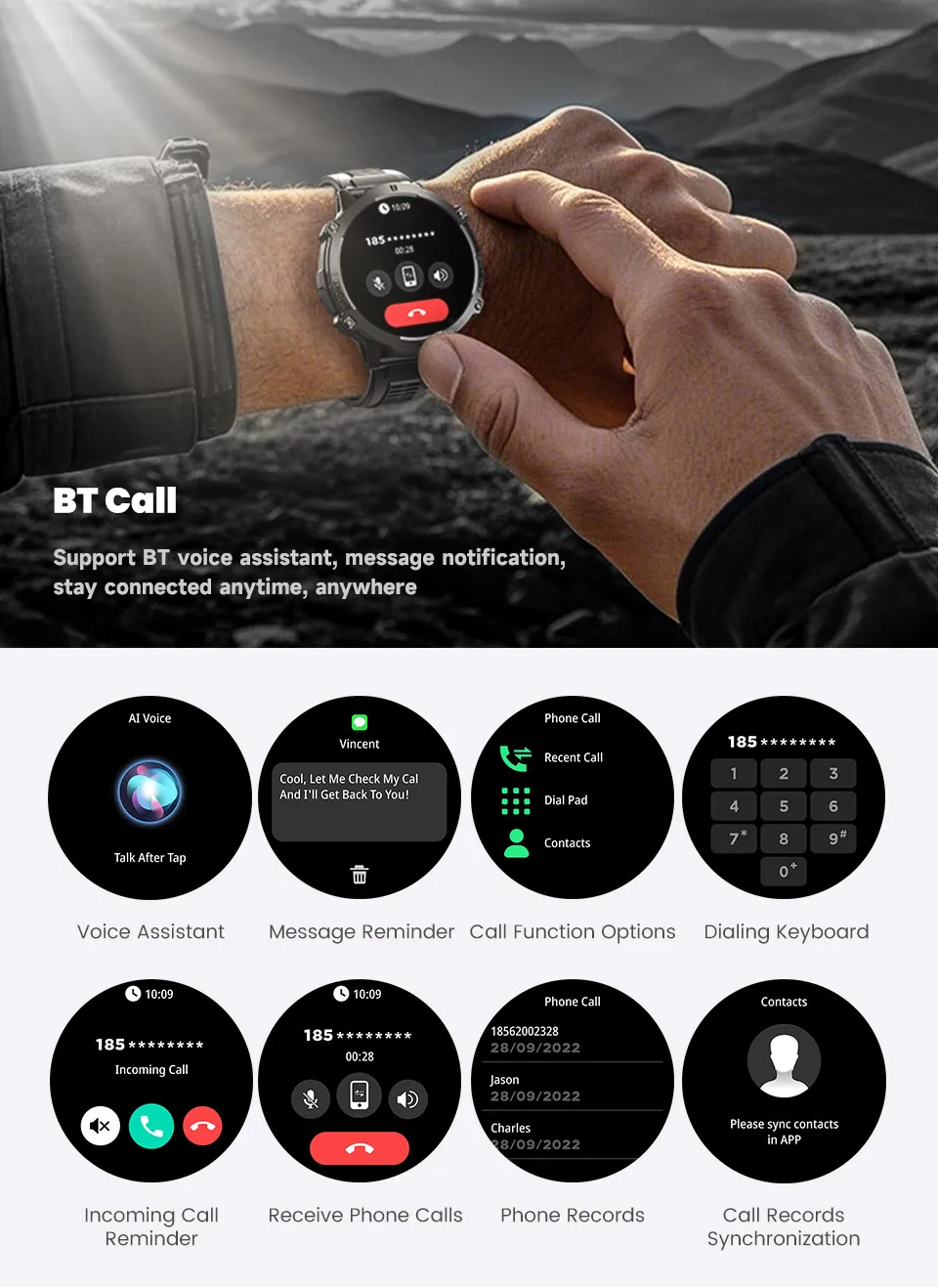 T-Rex 3 Military Grade 1000mAh Battery Smart Watch 10ATM Waterproof GPS Compass Altimeter Call AMOLED Men Swim Sports Smartwatch - Image 24