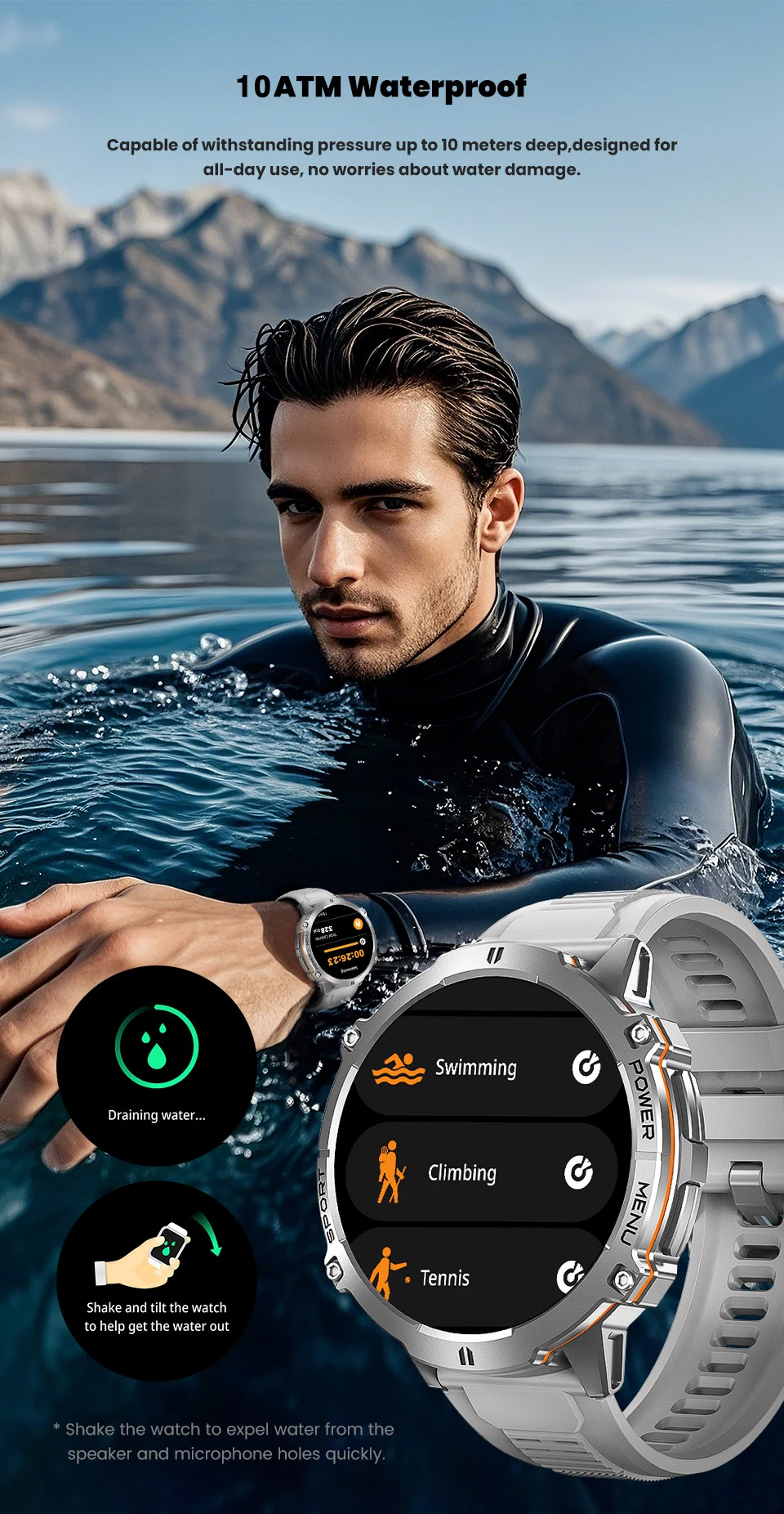 T-Rex 3 Military Grade 1000mAh Battery Smart Watch 10ATM Waterproof GPS Compass Altimeter Call AMOLED Men Swim Sports Smartwatch - Image 28