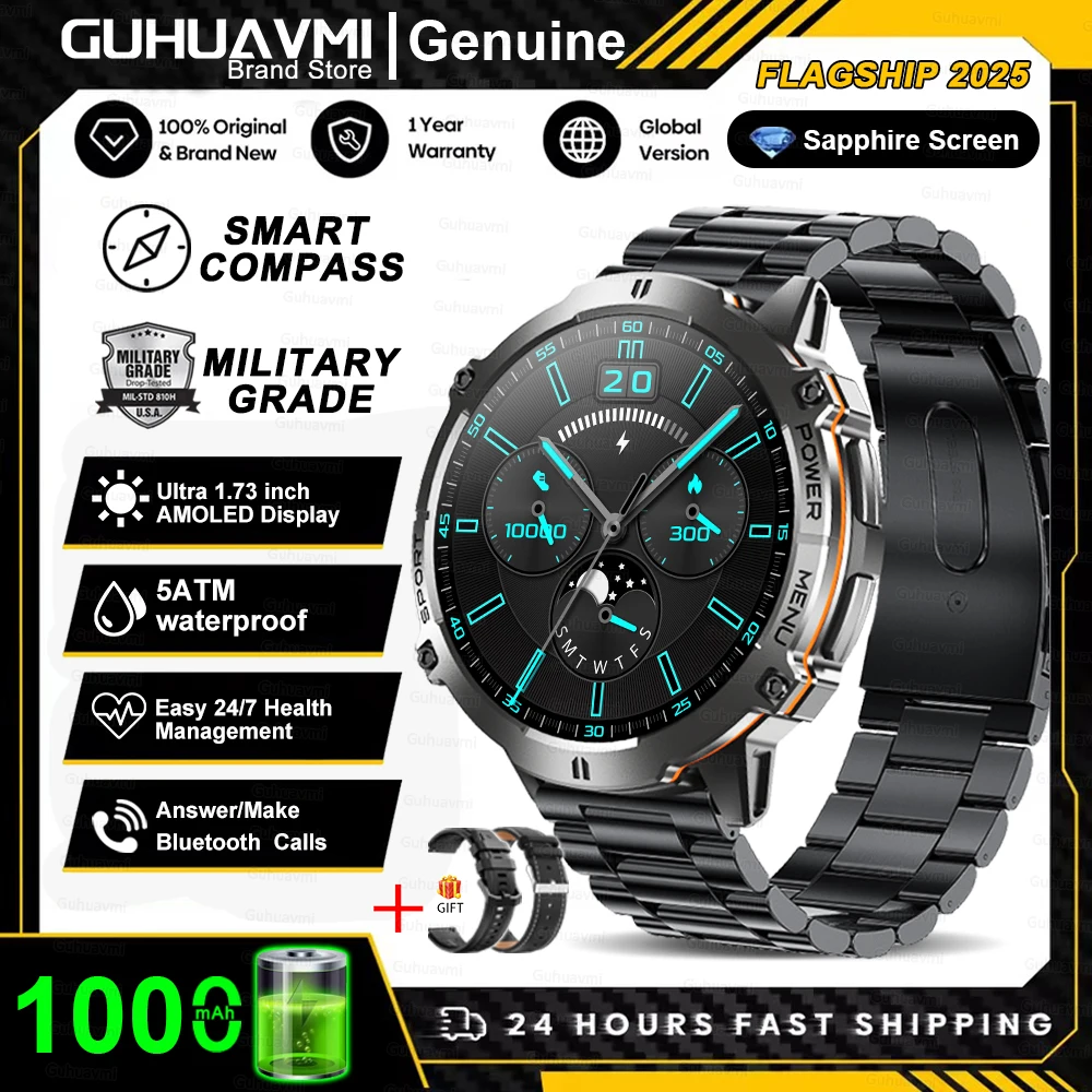 T-Rex 3 Military Grade 1000mAh Battery Smart Watch 10ATM Waterproof GPS Compass Altimeter Call AMOLED Men Swim Sports Smartwatch - Image 9