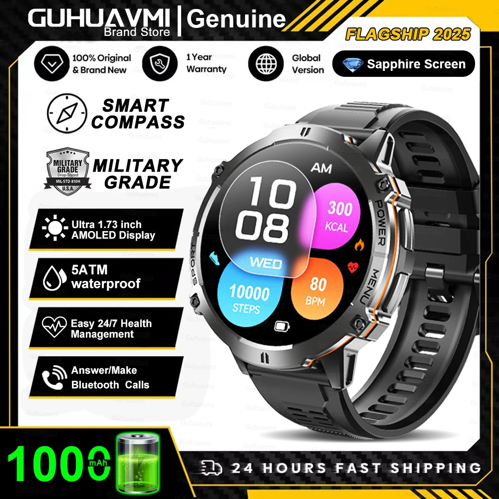 T-Rex 3 Military Grade 1000mAh Battery Smart Watch 10ATM Waterproof GPS Compass Altimeter Call AMOLED Men Swim Sports Smartwatch - Image 18