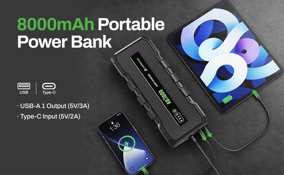 AMPBANK AB3000 12V Car Jump Starter Battery Charger Power Bank Portable 3000A Auto Booster Pack - Image 11