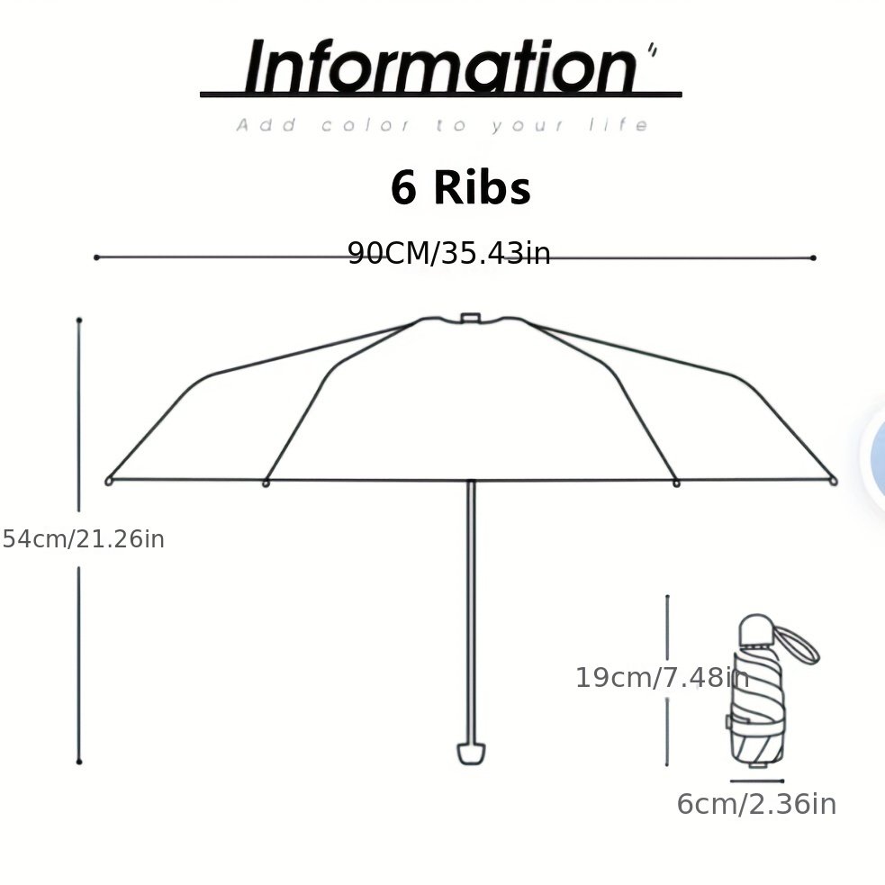 six-rib capsule umbrella, pocket umbrella - Image 2